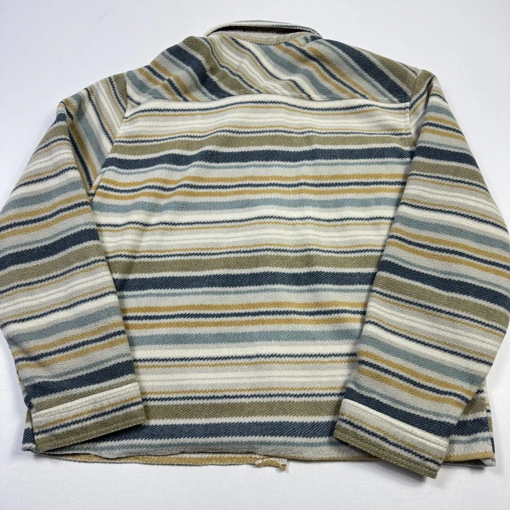 Eddie Bauer Shirt Jacket Mens 2XL Striped Fleece Button Front Lined‎ Collared